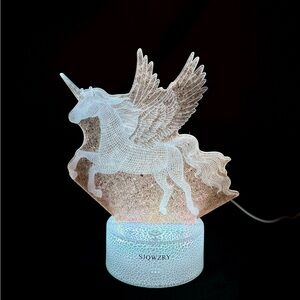 NIB LED Unicorn Pegasus 7 Color 3D Color Changing Night Light Bedside Lamp